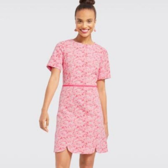 Draper James Jacquard Sheath Dress in Size 8 Scalloped edge - Picture 1 of 9